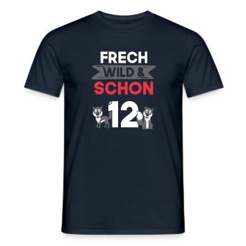 12 Jahre Geburtstag Junge Mädchen Wolf - Männer T-Shirt - Navy - Vorne - AI Model Male 178 light (178cm)