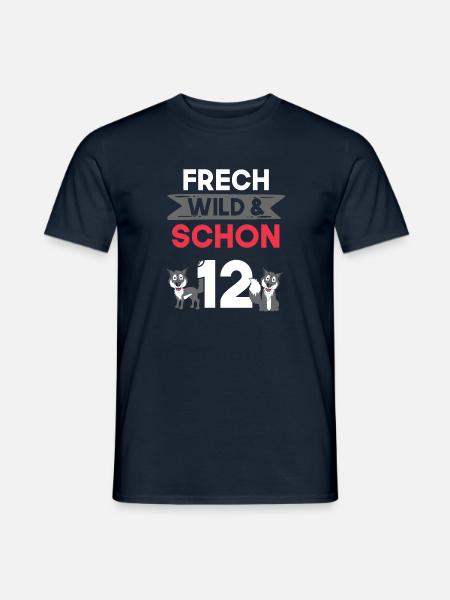 12 Jahre Geburtstag Junge Mädchen Wolf - Männer T-Shirt - Navy