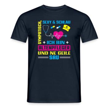 Altenpfleger Geschenk Altenpflege Pflegefachkraft - Männer T-Shirt - Navy - Vorne - AI Model Male 178 light (178cm)