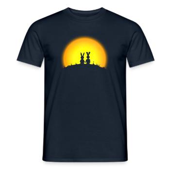 lapin lièvre lapins coucher de soleil date de - T-shirt homme - marine - Devant - AI Model Male 178 light (178cm)