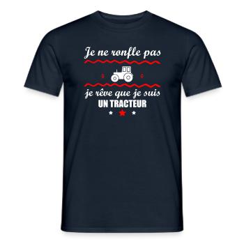 je ne ronfle pas je suis un tracteur, agriculteur - T-shirt homme - marine - Devant - AI Model Male 178 light (178cm)