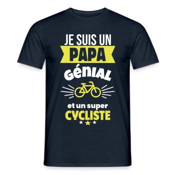 Papa génial & cycliste – idée fête des pères - T-shirt homme - marine - Devant - AI Model Male 178 light (178cm)
