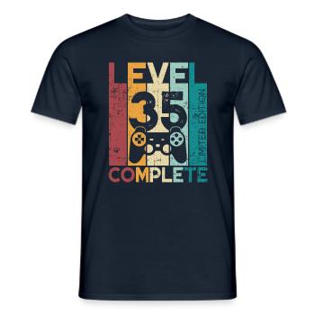 35 Geburtstag Level 35 Complete 35 Jahre Geschenk - Männer T-Shirt - Navy - Vorne - AI Model Male 178 light (178cm)