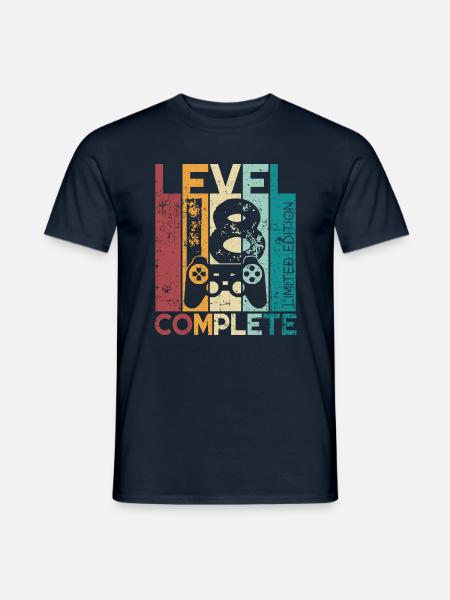 18 Geburtstag Level 18 Complete 18 Jahre Geschenk - Männer T-Shirt - Navy