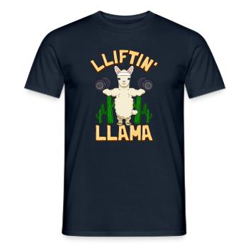 Lifting Llama - T-shirt fitness lama - T-shirt homme - marine - Devant - AI Model Male 178 light (178cm)