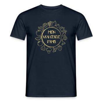 Mon vrai cercle d'amis c'est les fruits et légumes - T-shirt homme - marine - Devant - AI Model Male 178 light (178cm)