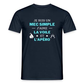 t shirt humour voile apéro mec simple bateau drole - T-shirt homme - marine - Devant - AI Model Male 178 light (178cm)