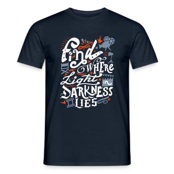 Find where light - Men's T-Shirt - navy - Front - AI Model Male 178 light (178cm)