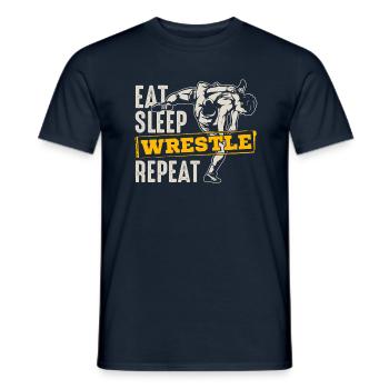 Eat Sleep Wrestle Repeat - Ringer Ringen Ringerin - Männer T-Shirt - Navy - Vorne - AI Model Male 178 light (178cm)