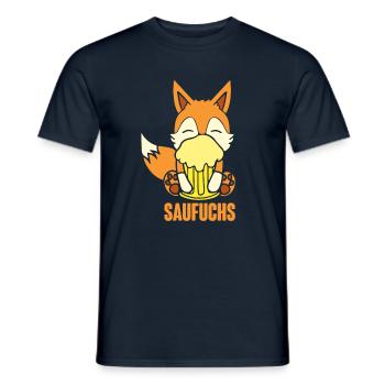 Fuchs Saufuchs Biertrinker Saufen Bier - Männer T-Shirt - Navy - Vorne - AI Model Male 178 light (178cm)