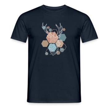 Low Poly Art Deer Triangle Streetwear Esthétique - T-shirt homme - marine - Devant - AI Model Male 178 light (178cm)