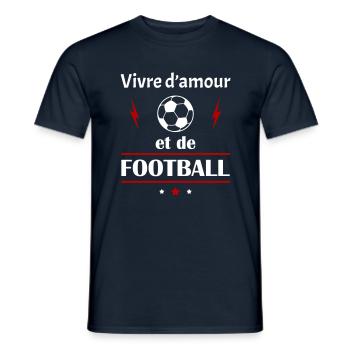 Vivre d'amour et de football, fête des pères, noël - T-shirt homme - marine - Devant - AI Model Male 178 light (178cm)