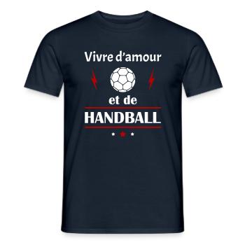 Vivre d'amour et de handball, fête des pères, noël - T-shirt homme - marine - Devant - AI Model Male 178 light (178cm)