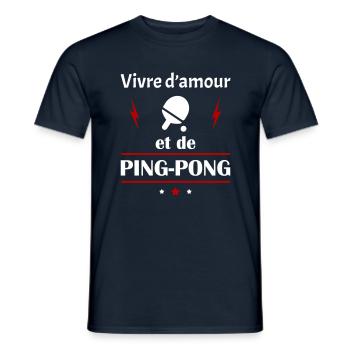 Vivre d'amour et de ping-pong, fête des pères,noël - T-shirt homme - marine - Devant - AI Model Male 178 light (178cm)