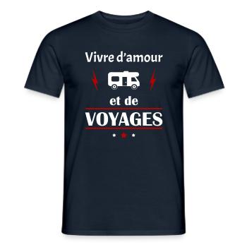 Vivre d'amour et de voyages,fête des pères, noël - T-shirt homme - marine - Devant - AI Model Male 178 light (178cm)