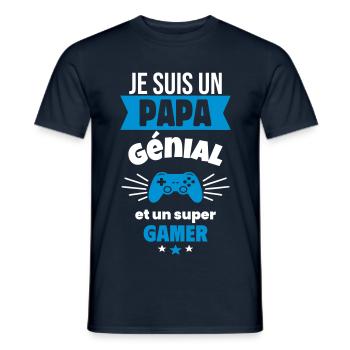 Je suis un papa génial et un super gamer - T-shirt homme - marine - Devant - AI Model Male 178 light (178cm)