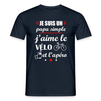 Papa simple vélo et apéro, fête des pères - T-shirt homme - marine - Devant - AI Model Male 178 light (178cm)