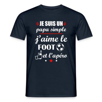Papa simple foot et apéro, fête des pères - T-shirt homme - marine - Devant - AI Model Male 178 light (178cm)