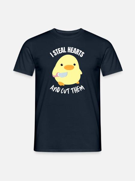 I steal hearts and cut them Ente mit Messer Meme - Männer T-Shirt - Navy