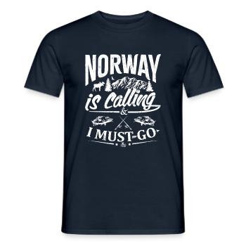 La Norvège appelle, je dois aller à la pêche - T-shirt homme - marine - Devant - AI Model Male 178 light (178cm)
