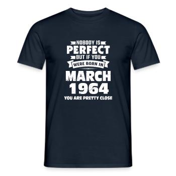 59th birthday March Born 1964 Gift idea - Men's T-Shirt - navy - Front - AI Model Male 178 light (178cm)