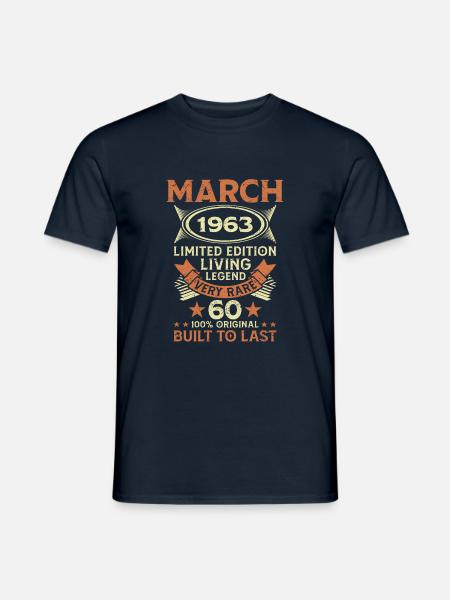 60. Geburtstag März Jahrgang 1963 Geschenkidee - Männer T-Shirt - Navy