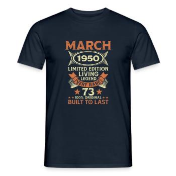 73e anniversaire Mars Né en 1950 Idée cadeau - T-shirt homme - marine - Devant - AI Model Male 178 light (178cm)