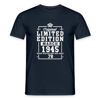 78th birthday March Born in 1945 Gift idea - Men's T-Shirt - navy - Front - AI Model Male 178 light (178cm)