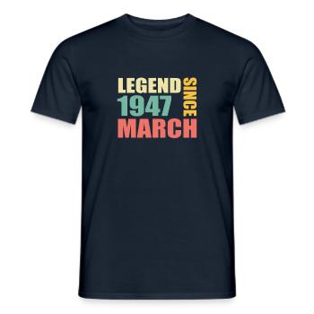 76e anniversaire Mars Né en 1947 Idée cadeau - T-shirt homme - marine - Devant - AI Model Male 178 light (178cm)
