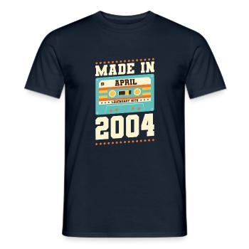 19th birthday April Born 2004 Gift idea - Men's T-Shirt - navy - Front - AI Model Male 178 light (178cm)