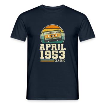 70th birthday April Born in 1953 Gift idea - Men's T-Shirt - navy - Front - AI Model Male 178 light (178cm)
