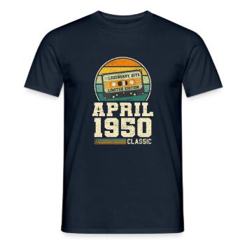 73e anniversaire Avril né en 1950 Idée cadeau - T-shirt homme - marine - Devant - AI Model Male 178 light (178cm)