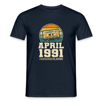 32e anniversaire Avril Né 1991 Idée cadeau - T-shirt homme - marine - Devant - AI Model Male 178 light (178cm)