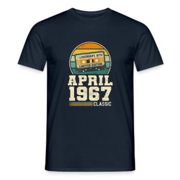 56e anniversaire Avril Né en 1967 Idée cadeau - T-shirt homme - marine - Devant - AI Model Male 178 light (178cm)