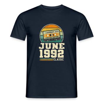 31st Birthday June Vintage 1992 Gift Idea - Men's T-Shirt - navy - Front - AI Model Male 178 light (178cm)