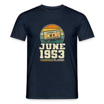 70th birthday June vintage 1953 gift idea - Men's T-Shirt - navy - Front - AI Model Male 178 light (178cm)