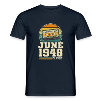 75ème anniversaire juin millésime 1948 idée cadeau - T-shirt homme - marine - Devant - AI Model Male 178 light (178cm)