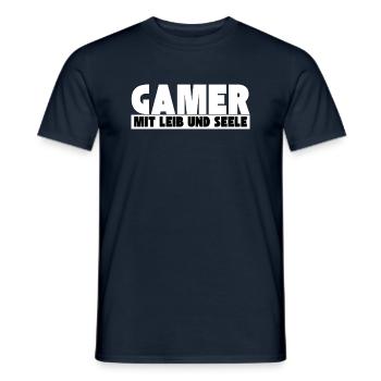 Gamer mit Leib und Seele - Männer T-Shirt - Navy - Vorne - AI Model Male 178 light (178cm)