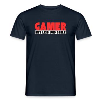 Gamer mit Leib und Seele - Männer T-Shirt - Navy - Vorne - AI Model Male 178 light (178cm)
