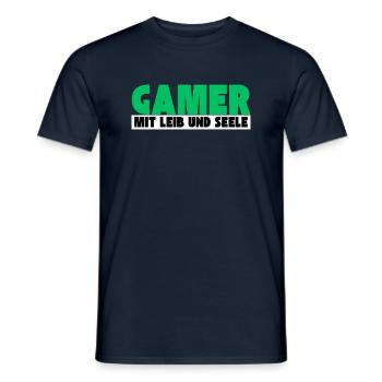 Gamer mit Leib und Seele - Männer T-Shirt - Navy - Vorne - AI Model Male 178 light (178cm)