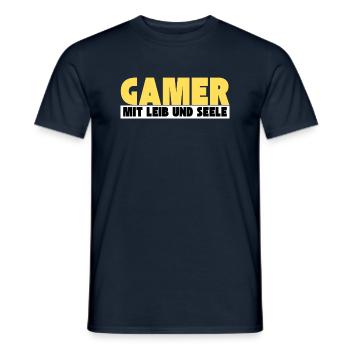 Gamer mit Leib und Seele - Männer T-Shirt - Navy - Vorne - AI Model Male 178 light (178cm)