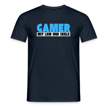 Gamer mit Leib und Seele - Männer T-Shirt - Navy - Vorne - AI Model Male 178 light (178cm)