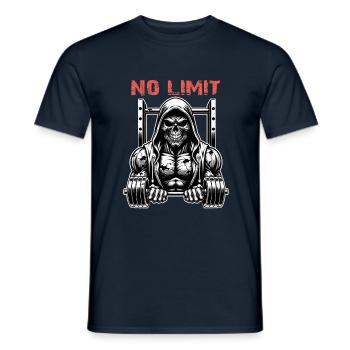 No Limit Workout Bodybuilding Skull with Dumbbell - Men's T-Shirt - navy - Front - AI Model Male 178 light (178cm)