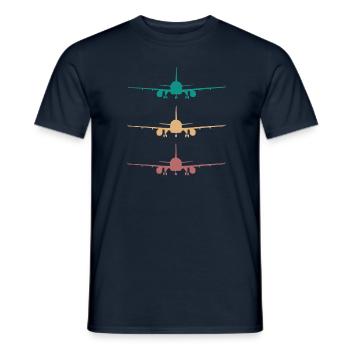 Flugzeug Retro Design 3 farben / für piloten - Männer T-Shirt - Navy - Vorne - AI Model Male 178 light (178cm)