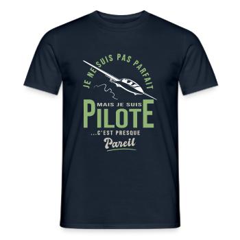 parfait pilote Planeur Cadeau humour avion - T-shirt homme - marine - Devant - AI Model Male 178 light (178cm)