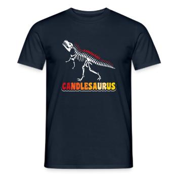 T-rex Candlesaurus - Männer T-Shirt - Navy - Vorne - AI Model Male 178 light (178cm)