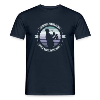 Saxophone player by day world´s best dad - Männer T-Shirt - Navy - Vorne - AI Model Male 178 light (178cm)