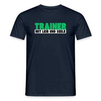 Trainer mit Leib und Seele - Männer T-Shirt - Navy - Vorne - AI Model Male 178 light (178cm)