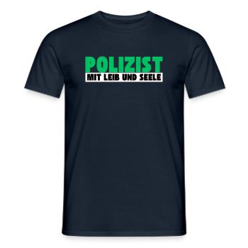 Polizist mit Leib und Seele - Männer T-Shirt - Navy - Vorne - AI Model Male 178 light (178cm)