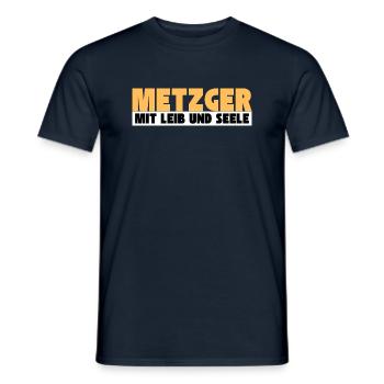 Metzger mit Leib und Seele - Männer T-Shirt - Navy - Vorne - AI Model Male 178 light (178cm)
